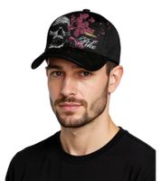Pike Apparel Unisex Trucker-Cap aus dem Rock-Bereich Base-Cap mit Totenkopf und Patronen-Applikation TC109526PIK Schwarz