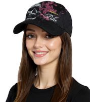 Pike Apparel Unisex Trucker-Cap aus dem Rock-Bereich Base-Cap mit Totenkopf und Patronen-Applikation TC109526PIK Schwarz