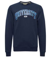 Suéter 11 PROJECT Davin para hombre con estampado UNIVERSITY en la parte delantera, sudadera de algodón, 20715943 194024, azul oscuro