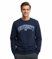 Suéter 11 PROJECT Davin para hombre con estampado UNIVERSITY en la parte delantera, sudadera de algodón, 20715943 194024, azul oscuro