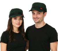 KORN Unisex Baumwoll-Cap im millitärischen Schnitt mit leicht gebogenen Schnitt Schwarz/Rot