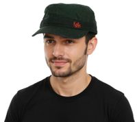 KORN Unisex Baumwoll-Cap im millitärischen Schnitt mit leicht gebogenen Schnitt Schwarz/Rot