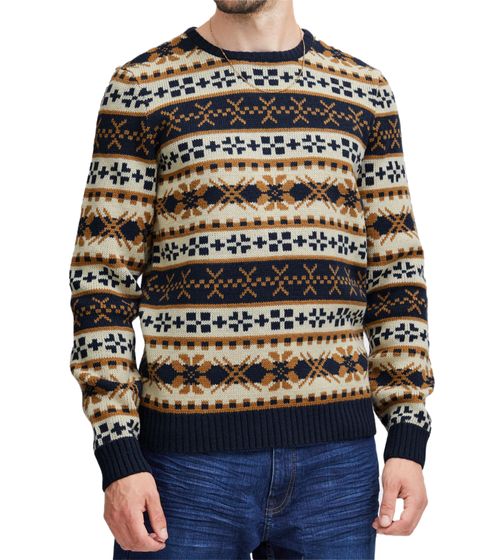 11 PROJECT PRPasco Men's Wool-Blend Knit Sweater, Long-Sleeved Shirt, 20716671 194024 White/Navy/Beige