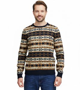 Suéter de punto de mezcla de lana 11 PROJECT PRPasco para hombre, camisa de manga larga, 20716671 194024 Blanco/Azul Marino/Beige Suéter de punto de mezcla de lana 11 PROJECT PRPasco para hombre, camisa de manga larga, 20716671 194024 Blanco/Azul Marino/Beige
