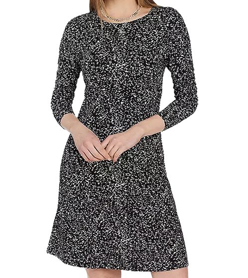 AjC Damen Midi-Kleid Jersey-Kleid mit Rundhalsausschnitt stylisches Sommer-Kleid 90098263 Schwarz/Weiß/Gelb