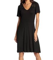 Abito in jersey da donna Laura Scott, elegante abito estivo con scollo a V, abito midi 48776749 Nero