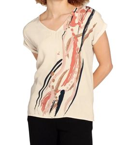 BOYSEN´S Damen Shirtbluse modisches Sommer-Shirt Kurzarm-Shirt 53811127 Beige