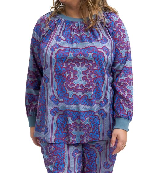 ADIA Damen Bluse modische Sommer-Bluse stylisches Langarm-Shirt Große Größen 96391157 Grau/Blau/Rot