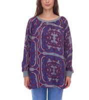 ADIA Damen Bluse modische Sommer-Bluse stylisches Langarm-Shirt Große Größen 96391157 Grau/Blau/Rot