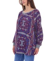 ADIA Damen Bluse modische Sommer-Bluse stylisches Langarm-Shirt Große Größen 96391157 Grau/Blau/Rot