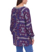 ADIA Damen Bluse modische Sommer-Bluse stylisches Langarm-Shirt Große Größen 96391157 Grau/Blau/Rot