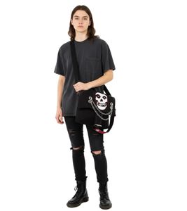 Bolso bandolera Misfits Punk Band con dos cadenas, bolso para portátil, artículo para fans, 37 x 32 x 4 cm, MB108441MIS0, negro/rojo Bolso bandolera Misfits Punk Band con dos cadenas, bolso para portátil, artículo para fans, 37 x 32 x 4 cm, MB108441MIS0, negro/rojo