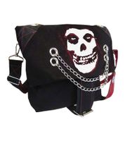 Bolso bandolera Misfits Punk Band con dos cadenas, bolso para portátil, artículo para fans, 37 x 32 x 4 cm, MB108441MIS0, negro/rojo Bolso bandolera Misfits Punk Band con dos cadenas, bolso para portátil, artículo para fans, 37 x 32 x 4 cm, MB108441MIS0, negro/rojo