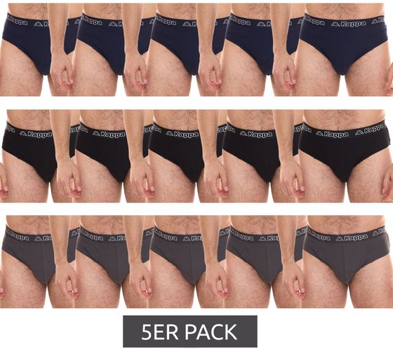 Lot de 5 slips Kappa en coton stretch pour homme avec ceinture logotée 711167, noir, bleu ou gris