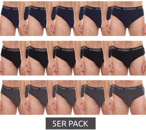 5er Pack Kappa Herren Slip mit Baumwoll-Stretch Unterwäsche mit Logobund Unterhose 711167 Schwarz, Blau oder Grau