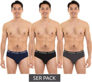 5er Pack Kappa Herren Slip mit Baumwoll-Stretch Unterwäsche mit Logobund Unterhose 711167 Schwarz, Blau oder Grau