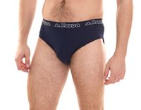 5er Pack Kappa Herren Slip mit Baumwoll-Stretch Unterwäsche mit Logobund Unterhose 711167 Schwarz, Blau oder Grau