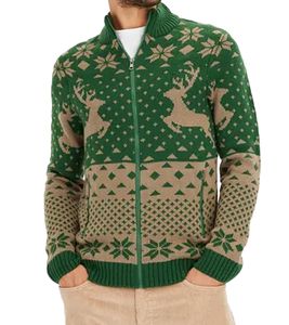 Herren moderne Strick-Jacke mit Weihnachts-Muster Übergangs-Jacke Große Größen 920859 Grün