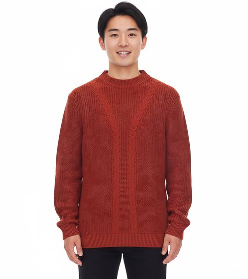 Pull torsadé pour homme, col rond durable 970108 Marron rouille