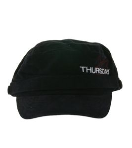 Gorra unisex de algodón Thursday de la banda post-hardcore con corte militar y ajuste ligeramente curvado FC107889THU Negra