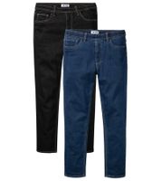 2er Pack Herren Jeans-Hose Denim-Hose im 5-Pocket-Style Baumwoll-Jeans 968201 Schwarz/Blau