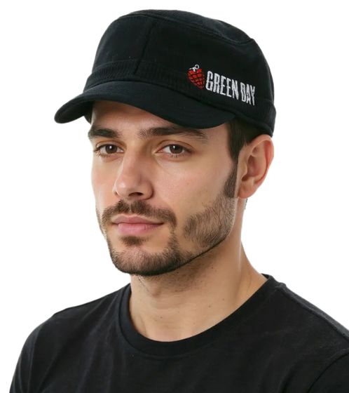 Green Day Unisex Punkrock-Band Baumwoll-Cap im millitärischen Schnitt mit leicht gebogenen Schnitt FC107042GRN Schwarz