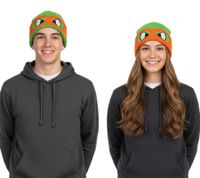 Bonnet Tortues Ninja avec motif visage de Michelangelo, bonnet tricoté, article de fan KC07QPTMT, vert