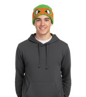 Bonnet Tortues Ninja avec motif visage de Michelangelo, bonnet tricoté, article de fan KC07QPTMT, vert