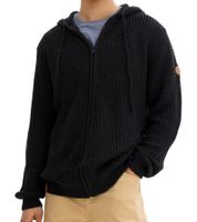 Herren schöne Basic Strick-Jacke mit Kapuze Grobstrick-Pullover 950830 Schwarz