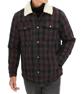 Herren Hemd-Jacke Kunstfelljacke im Karo-Muster modisches Langarm-Hemd 957592 Schwarz/Grau/Rot