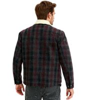 Herren Hemd-Jacke Kunstfelljacke im Karo-Muster modisches Langarm-Hemd 957592 Schwarz/Grau/Rot
