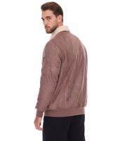 Chaqueta de ante resistente para hombre con cuello de osito, chaqueta de exterior 955829 Marrón Claro