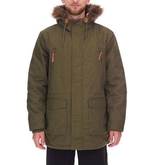 Parka homme à capuche en fourrure, veste longue style militaire, veste en coton 940163, vert kaki