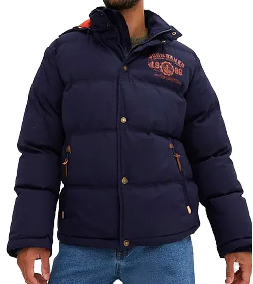 Men's Quilted Jacket, Sustainable Winter Jacket with Detachable Hood, 930631 Dark Blue