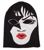 Gorro KISS con estampado frontal grande, gorro de punto, gorro de abanico con logo en el cuello, SK162060KIS Negro