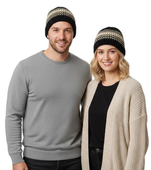Trust Co Unisex Häkel-Mütze Winter-Mütze weiche Strick-Mütze mit Streifen Baumwoll-Mütze 7312GUY Navy/Weiß/Grün
