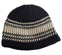 Gorro de invierno unisex de crochet Trust Co, gorro de punto suave con rayas, gorro de algodón, 7312GUY azul marino/blanco/verde