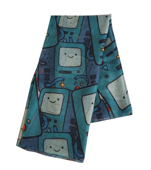 ADVENTURE TIME Halstuch mit Beemo Print 180cm langer Sommer-Schal Cartoon SF260201ADV Grün/Bunt