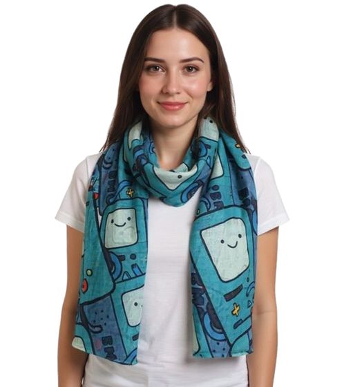 ADVENTURE TIME Halstuch mit Beemo Print 180cm langer Sommer-Schal Cartoon SF260201ADV Grün/Bunt