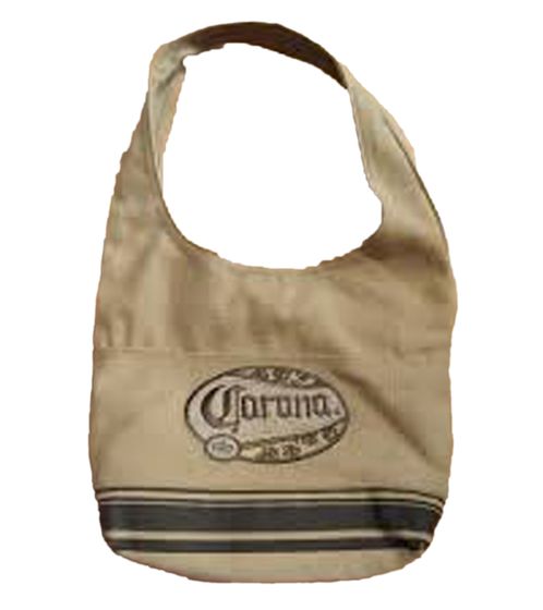 Corana Bier Canvas Schulter-Tasche kleiner Shopper Fan-Artikel Canvas Tasche 48x25 cm Beige/Braun