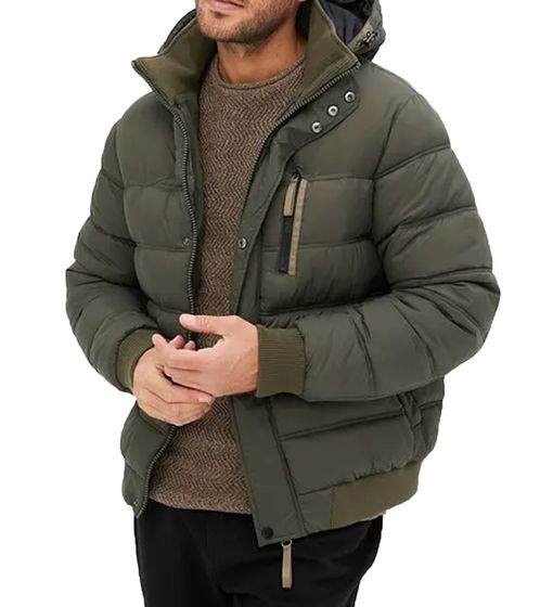 modische Herren Stepp-Jacke Kapuzen-Jacke im Bomber-Look 946532 Khaki