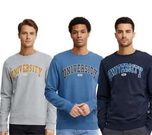 11 PROJECT Davin Herren Sweater mit UNIVERSITY Frontprint Baumwoll-Sweatshirt 20715943 in Dunkelblau, Grau oder Blau 11 PROJECT Davin Herren Sweater mit UNIVERSITY Frontprint Baumwoll-Sweatshirt 20715943 in Dunkelblau, Grau oder Blau