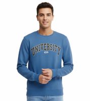 Suéter Davin de 11 PROJECT para hombre con estampado "UNIVERSITY" en la parte delantera, sudadera de algodón 20715943 en azul oscuro, gris o azul.