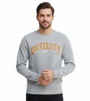 Suéter Davin de 11 PROJECT para hombre con estampado "UNIVERSITY" en la parte delantera, sudadera de algodón 20715943 en azul oscuro, gris o azul.