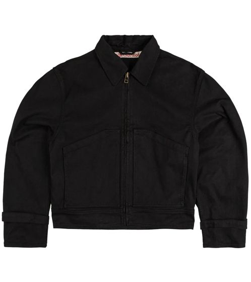 Stockholm (Surfboard) Club Logo Work Jacket Herren Jeans-Jacke mit Logo-Print auf der Rückseite Denim-Jacke Schwarz