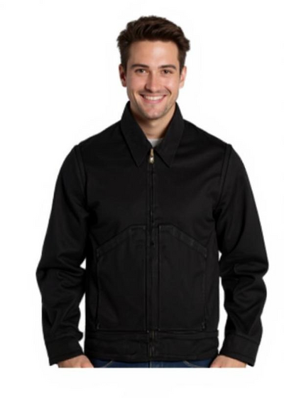 Stockholm (Surfboard) Club Logo Work Jacket Men's Denim Jacket with Logo Print on the Back Denim Jacket Black