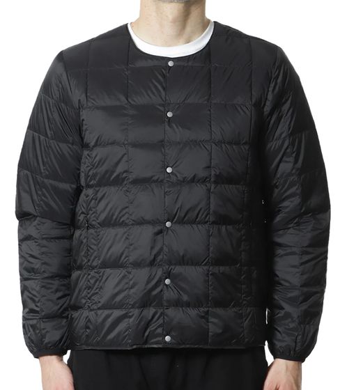 TAION Men's Down Jacket with Button Closure, Quilted Jacket, Stylish Outdoor Jacket, Black