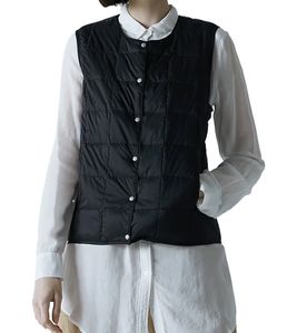 TAION Women's Down Vest with Snap Closure, Quilted Vest, Fashionable Transition Vest, Black