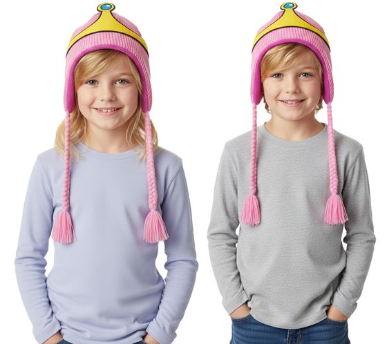 HORA DE AVENTURAS Gorro Infantil Princesa Bonnibel Chicle con Trenzas KC0SXBADV Rosa