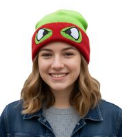 Gorro de las Tortugas Ninja con la cara de Rafael, tejido, producto para fans KC07QOTMT, verde